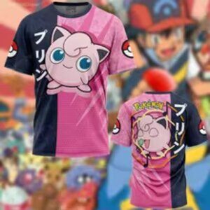 NEW Kid's 2024 Summer Jigglypuff Attack Pokémon Cartoon T-Shirt Small
